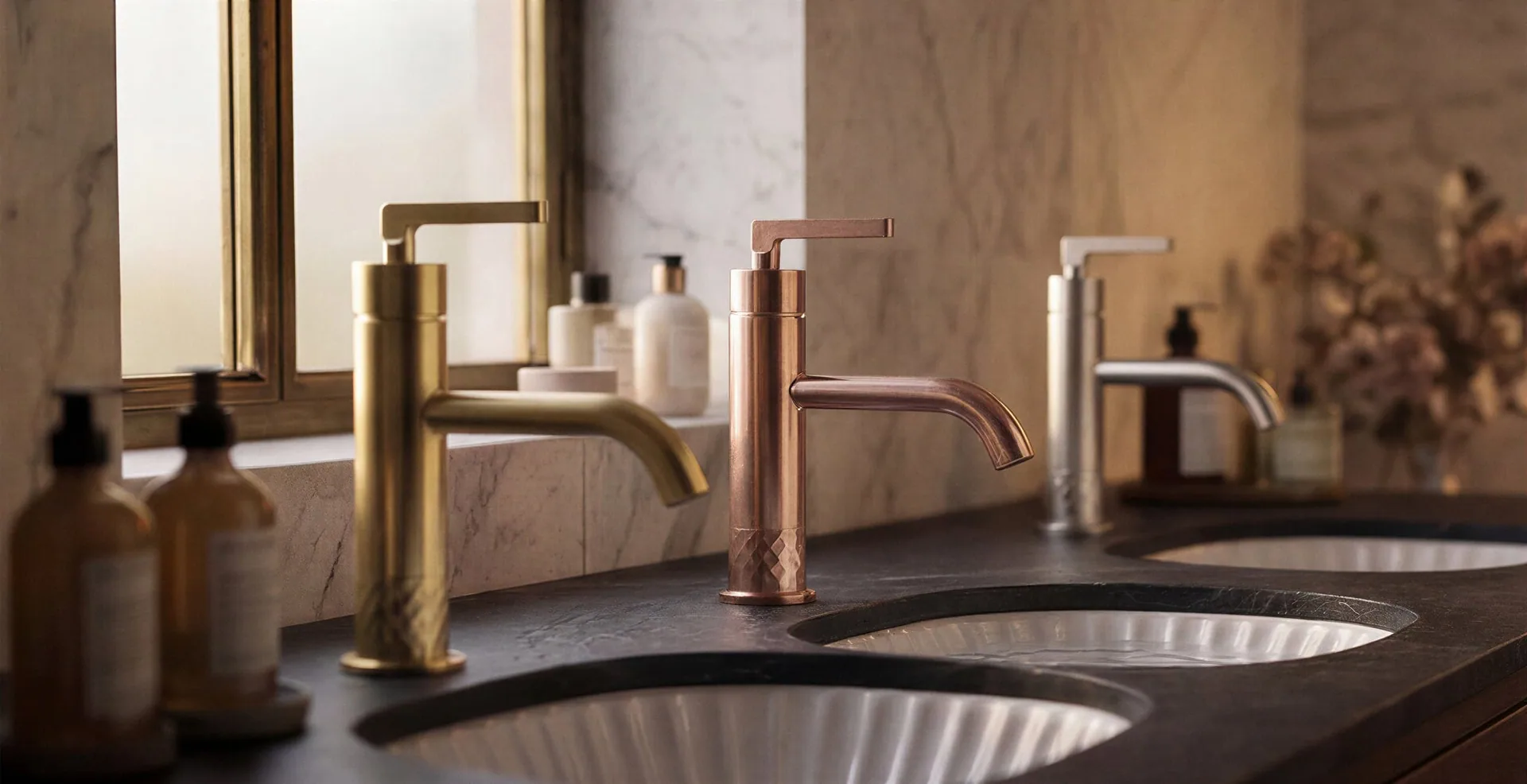Bella QV faucet collection in a contemporary bathroom setting